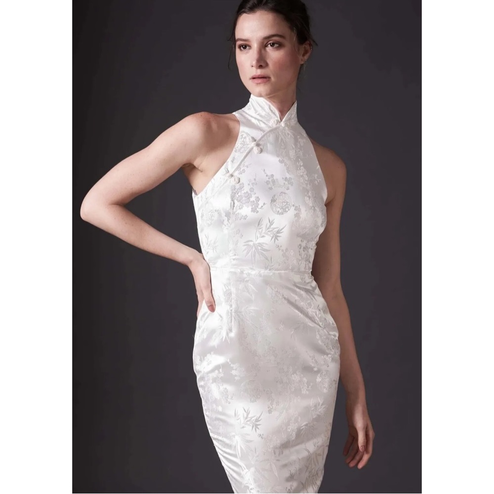 SAU LEE Jill Chinese Jacquard Pencil Dress White - Picture 3 of 7